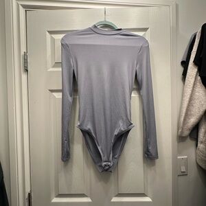 Purple TOPSHOP long sleeve open back bodysuit